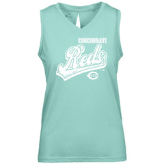 Cincinnati Reds Levelwear Women's  Paisley Sweep V-Neck Tank Top Mint