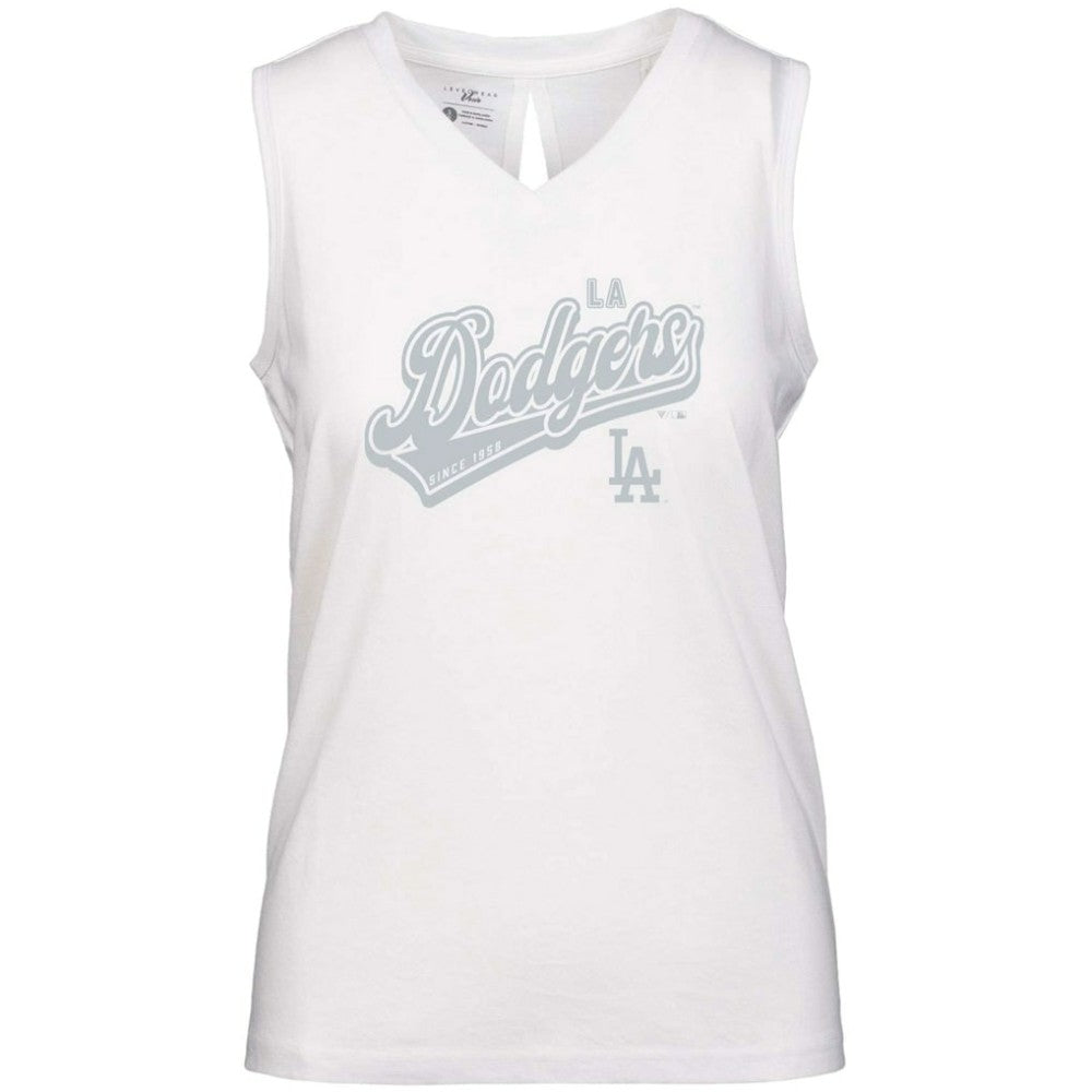 Los Angeles Dodgers Levelwear Women's  Paisley Sweep V-Neck Tank Top White