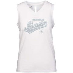 Milwaukee Brewers Levelwear Women's  Paisley Sweep V-Neck Tank Top White