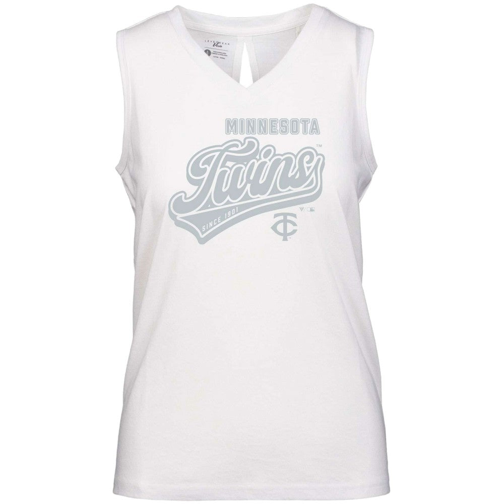 Minnesota Twins Levelwear Women's  Paisley Sweep V-Neck Tank Top White