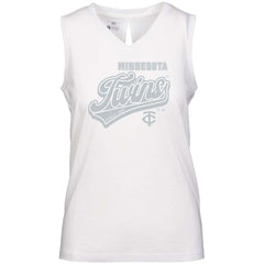 Minnesota Twins Levelwear Women's  Paisley Sweep V-Neck Tank Top White