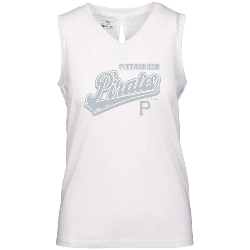 Pittsburgh Pirates Levelwear Women's  Paisley Sweep V-Neck Tank Top White
