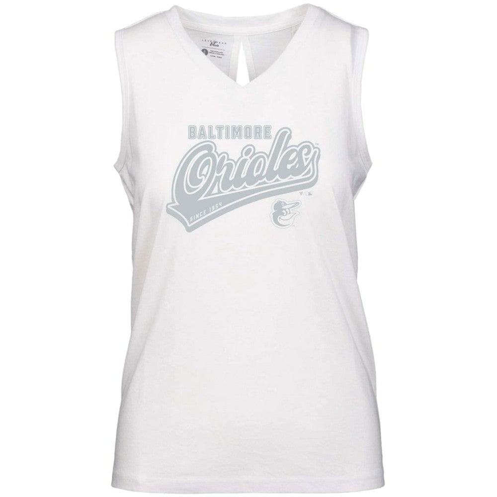 Baltimore Orioles Levelwear Women's  Paisley Sweep V-Neck Tank Top White