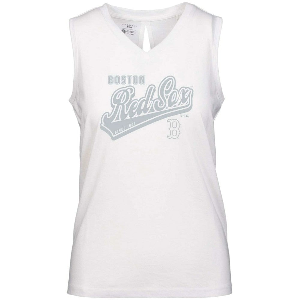 Boston Red Sox Levelwear Women's  Paisley Sweep V-Neck Tank Top White