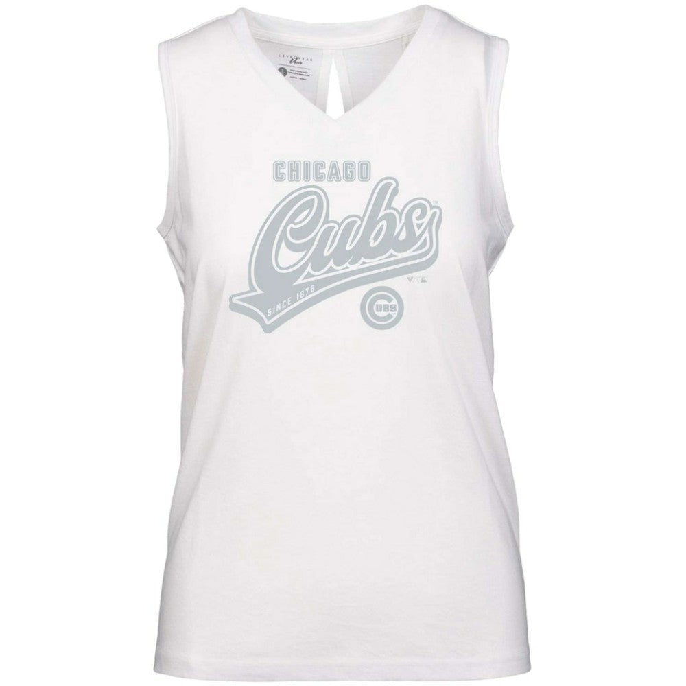 Chicago Cubs Levelwear Women's  Paisley Sweep V-Neck Tank Top White