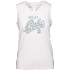 Chicago Cubs Levelwear Women's  Paisley Sweep V-Neck Tank Top White