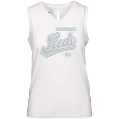 Cincinnati Reds Levelwear Women's  Paisley Sweep V-Neck Tank Top White