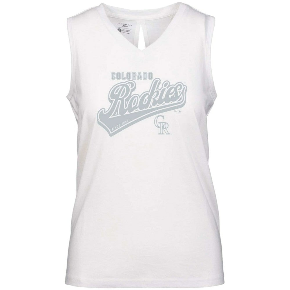 Colorado Rockies Levelwear Women's  Paisley Sweep V-Neck Tank Top White