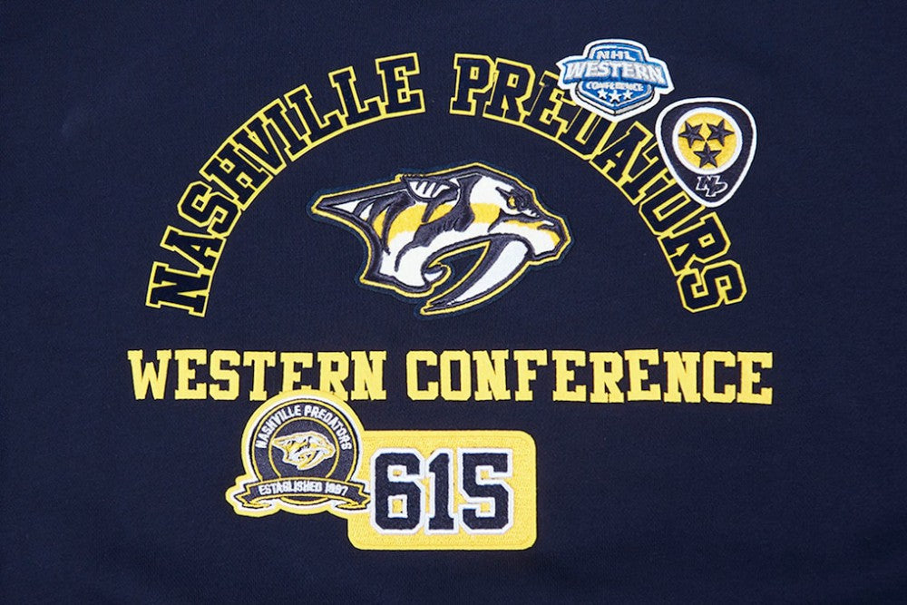 Nashville Predators Pro Standard Women's Area Code Cropped Pullover Sweatshirt Navy