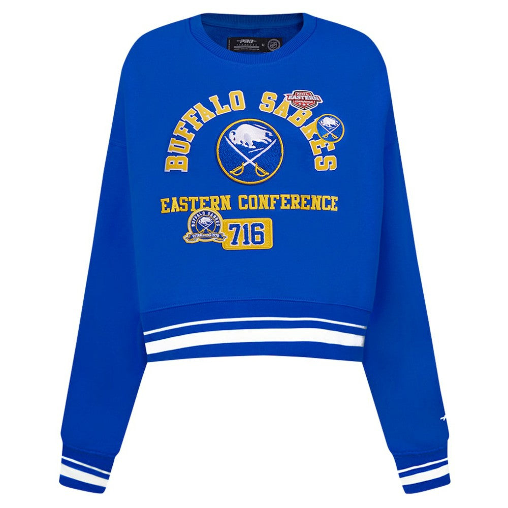 Buffalo Sabres Pro Standard Women's Area Code Cropped Pullover Sweatshirt Royal