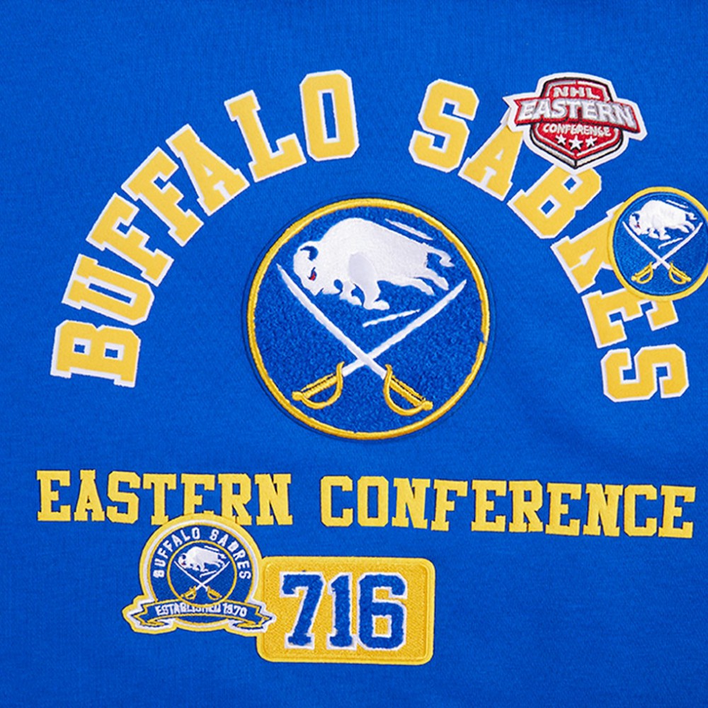 Buffalo Sabres Pro Standard Women's Area Code Cropped Pullover Sweatshirt Royal