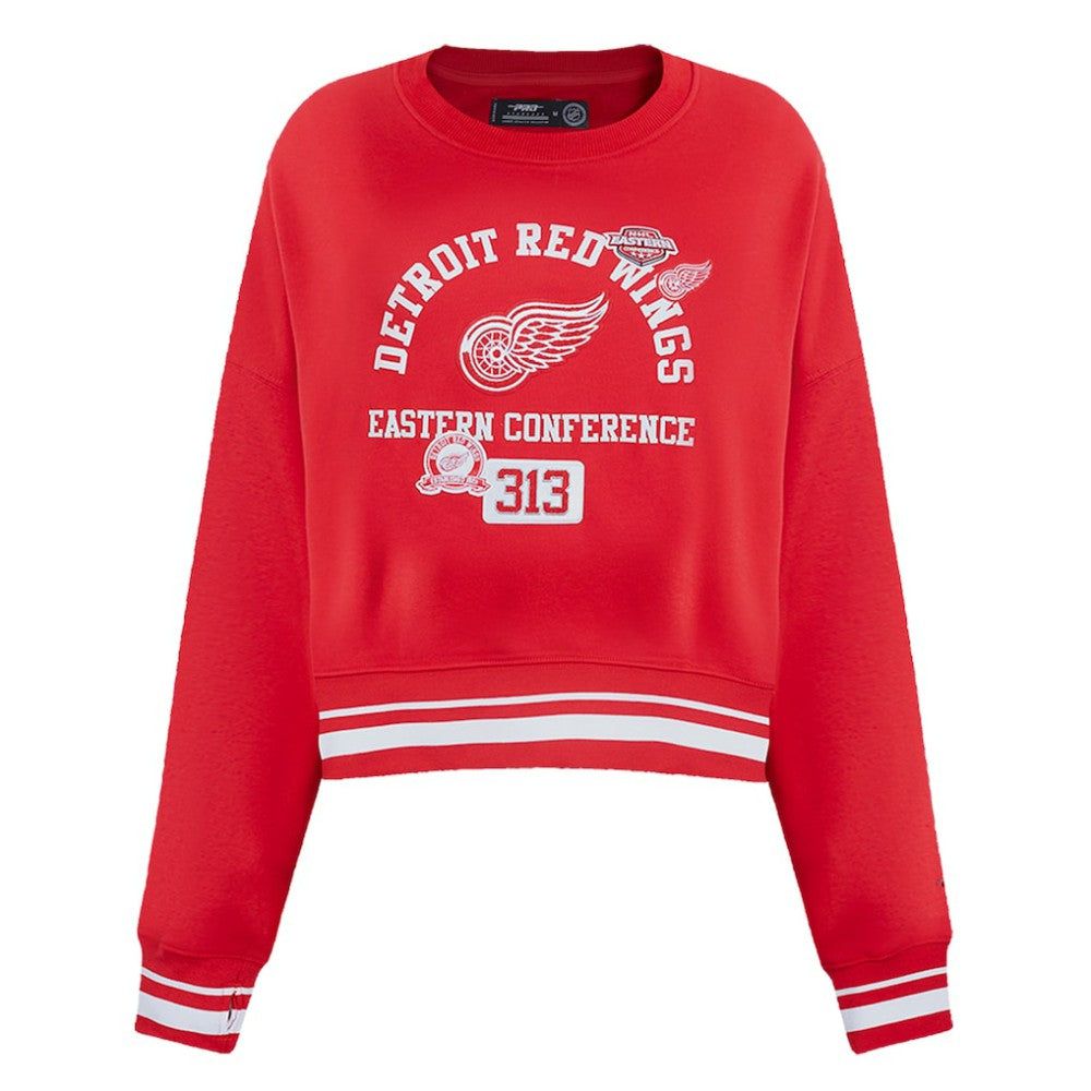 Detroit Red Wings Pro Standard Women's Area Code Cropped Pullover Sweatshirt Red