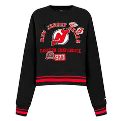 New Jersey Devils Pro Standard Women's Area Code Cropped Pullover Sweatshirt Black