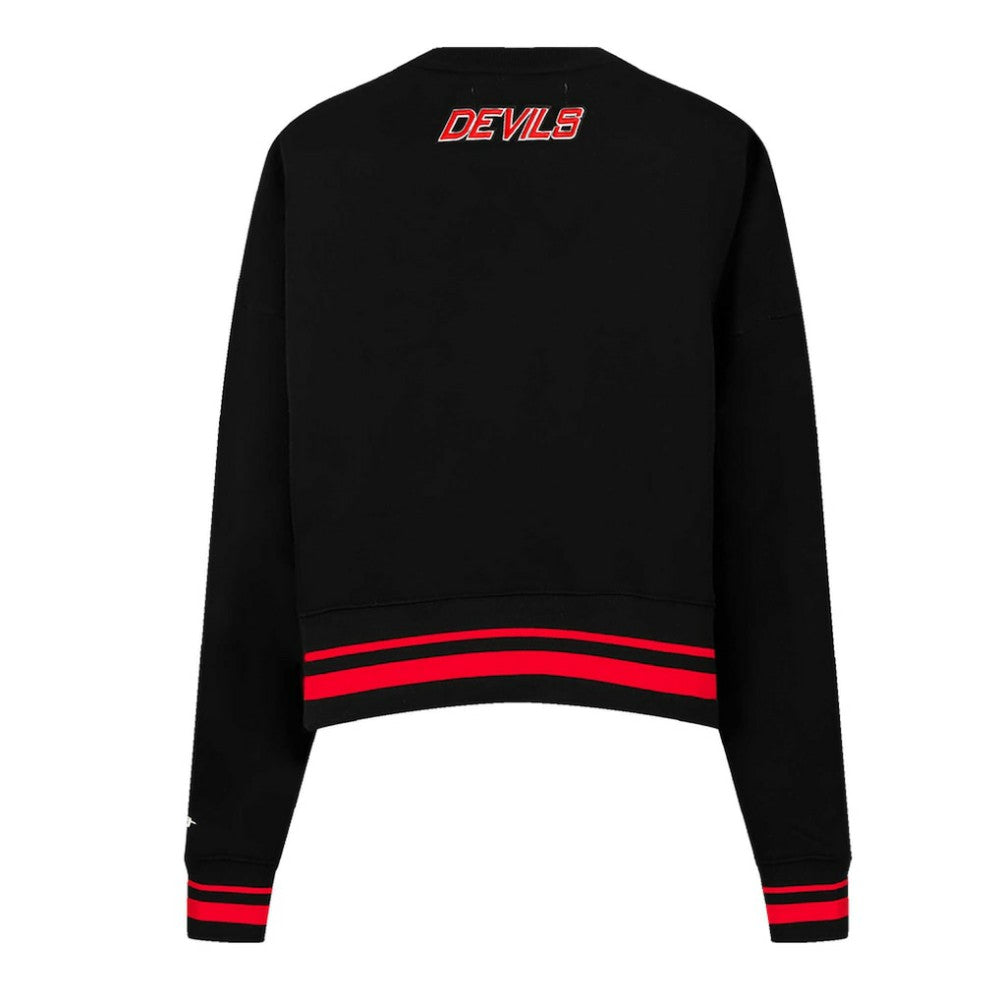 New Jersey Devils Pro Standard Women's Area Code Cropped Pullover Sweatshirt Black