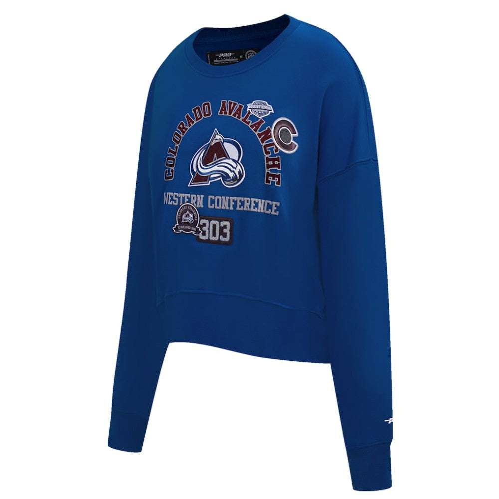Colorado Avalanche Pro Standard Women's Area Code Cropped Pullover Sweatshirt Blue