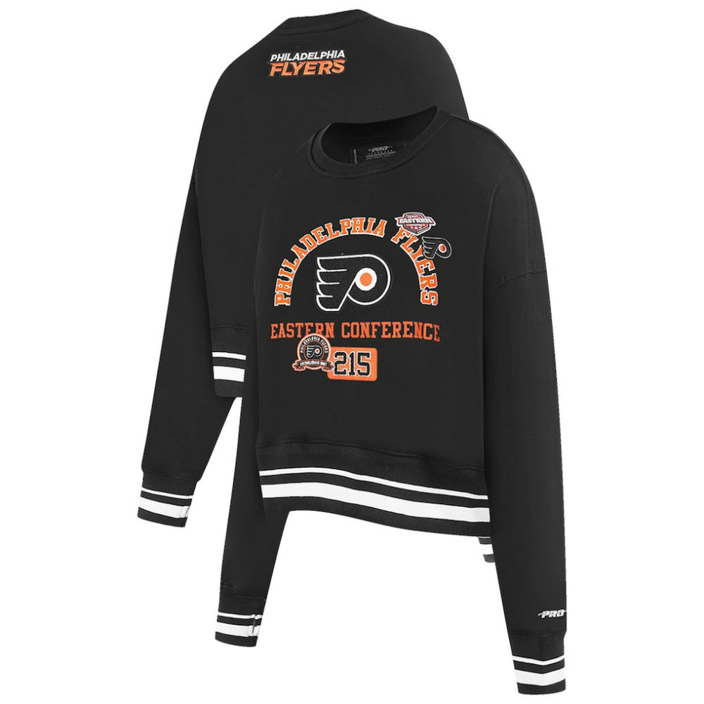 Philadelphia Flyers Pro Standard Women's Area Code Cropped Pullover Sweatshirt Black