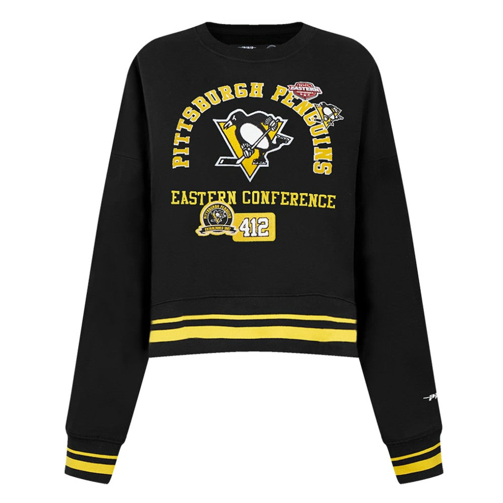 Pittsburgh Penguins Pro Standard Women's Area Code Cropped Pullover Sweatshirt Black