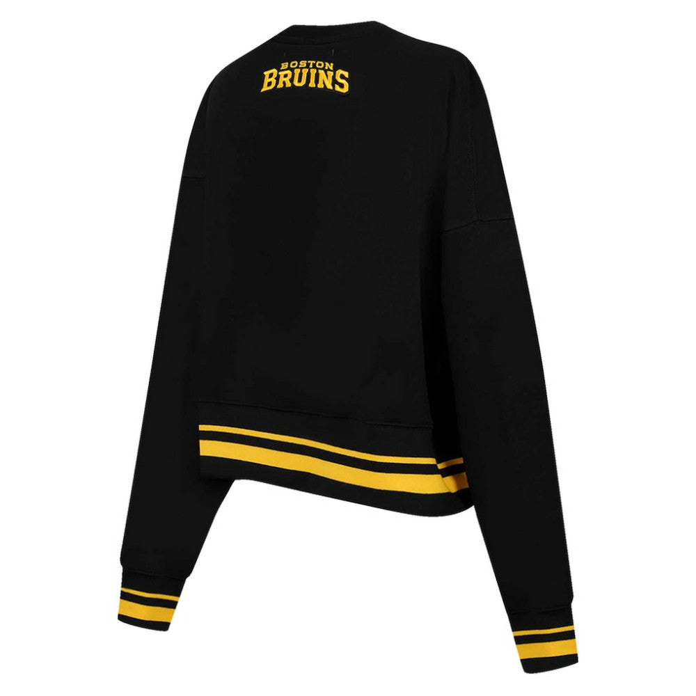 Boston Bruins Pro Standard Women's Area Code Cropped Pullover Sweatshirt Black