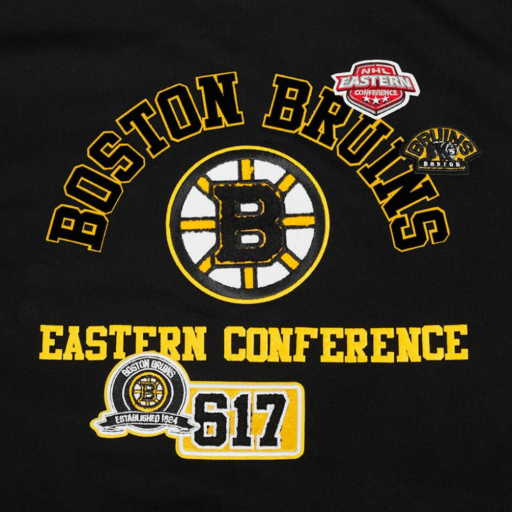 Boston Bruins Pro Standard Women's Area Code Cropped Pullover Sweatshirt Black