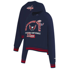 Washington Capitals Pro Standard Women's Area Code Cropped Pullover Sweatshirt Navy