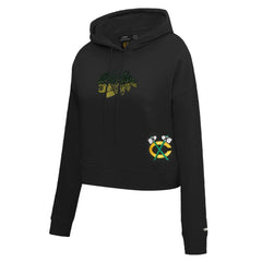 Chicago Blackhawks Pro Standard Women's Jewels Cropped Pullover Hoodie Black