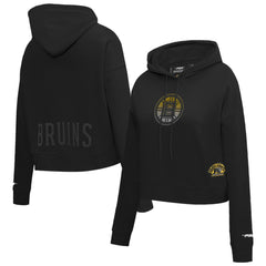 Boston Bruins Pro Standard Women's Jewels Cropped Pullover Hoodie Black