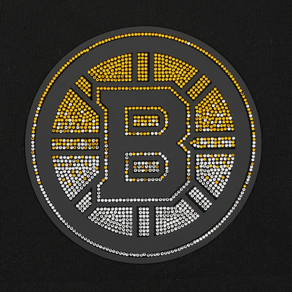 Boston Bruins Pro Standard Women's Jewels Cropped Pullover Hoodie Black
