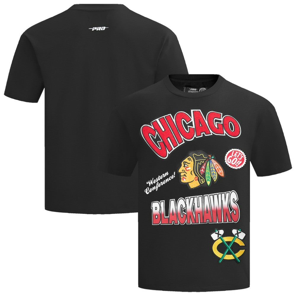 Chicago Blackhawks Pro Standard Turn It Up Dropped Shoulder T-Shirt Black