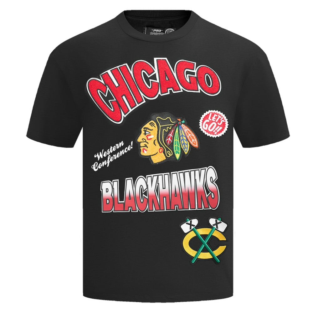 Chicago Blackhawks Pro Standard Turn It Up Dropped Shoulder T-Shirt Black