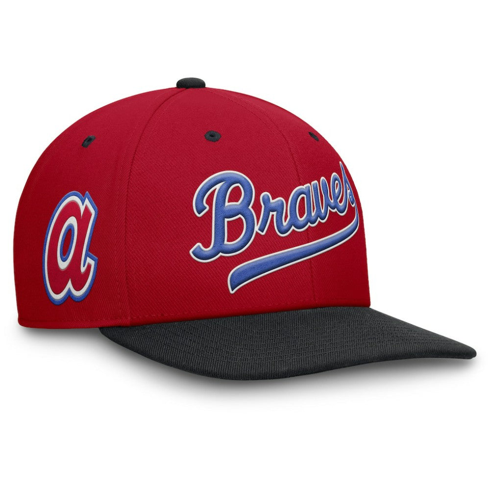 Atlanta Braves Cooperstown Collection Pro Performance Snapback Hat Red/Navy | Nike