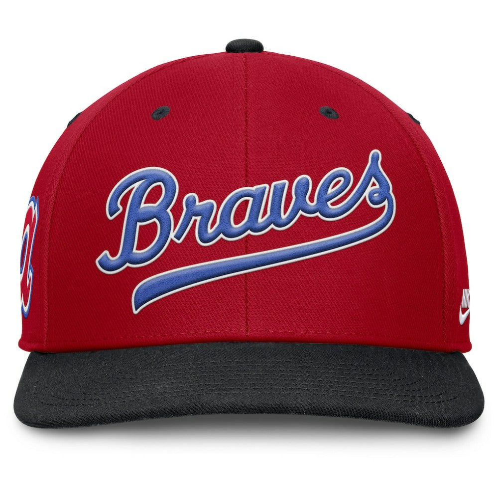 Atlanta Braves Cooperstown Collection Pro Performance Snapback Hat Red/Navy | Nike