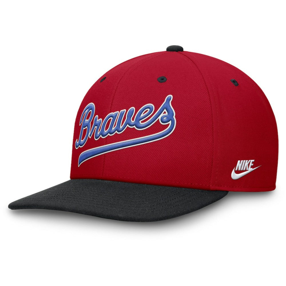 Atlanta Braves Cooperstown Collection Pro Performance Snapback Hat Red/Navy | Nike