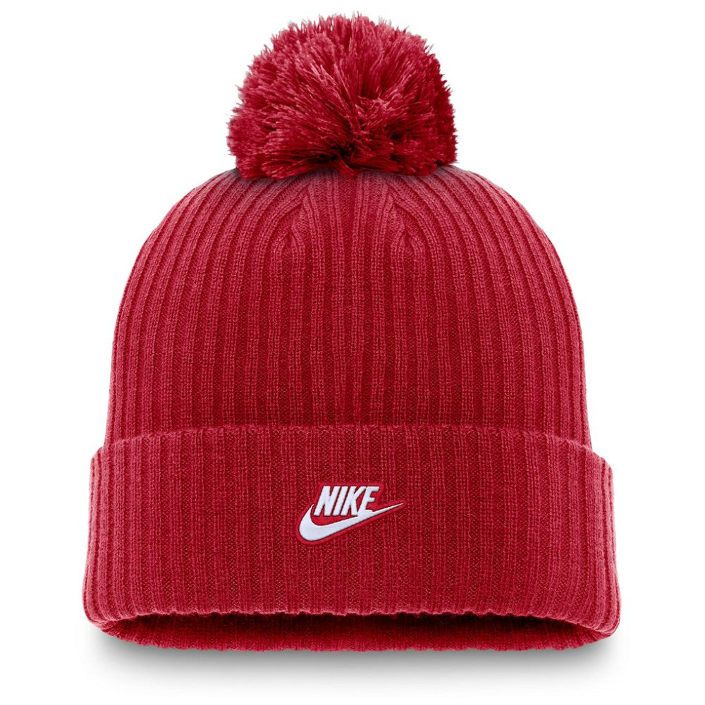 Atlanta Braves Cooperstown Collection Patch Cuffed Knit Hat with Pom Red | Nike