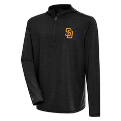 San Diego Padres Antigua Tidy Quarter-Zip Hoodie Heather Black