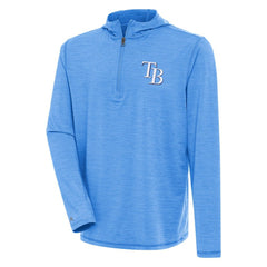 Tampa Bay Rays Antigua Tidy Quarter-Zip Hoodie Heather Light Blue