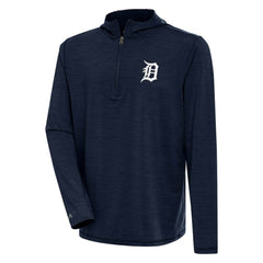 Detroit Tigers Antigua Tidy Quarter-Zip Hoodie Heather Navy