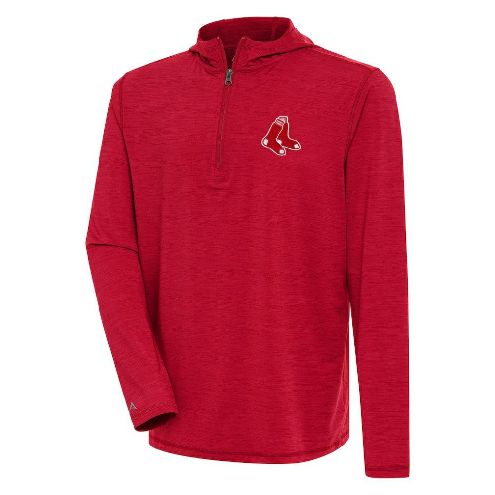 Boston Red Sox Antigua Tidy Quarter-Zip Hoodie Heather Red
