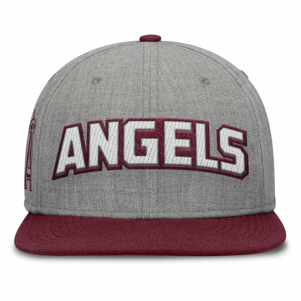 Los Angeles Angels Elements Felt Chainstitch Snapback Hat Gray/Maroon