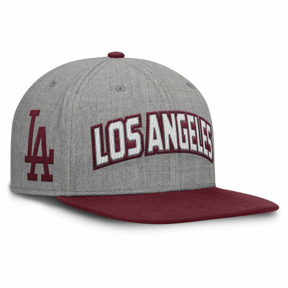 Los Angeles Dodgers Elements Felt Chainstitch Snapback Hat Gray/Maroon