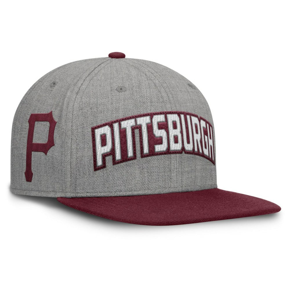 Pittsburgh Pirates Elements Felt Chainstitch Snapback Hat Gray/Maroon