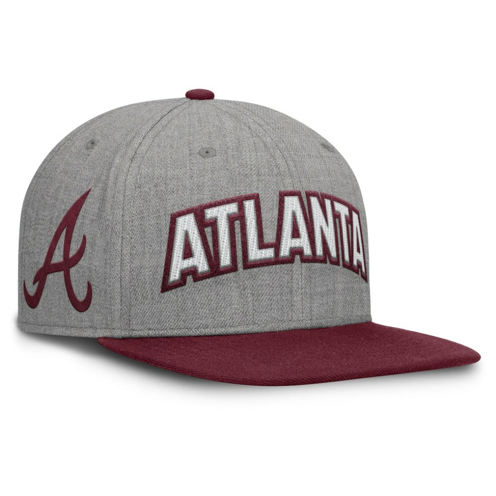 Atlanta Braves Elements Felt Chainstitch Snapback Hat Gray/Maroon