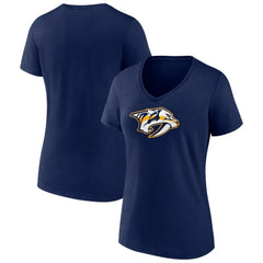Nashville Predators Women's Primary Logo V-Neck T-Shirt Navy