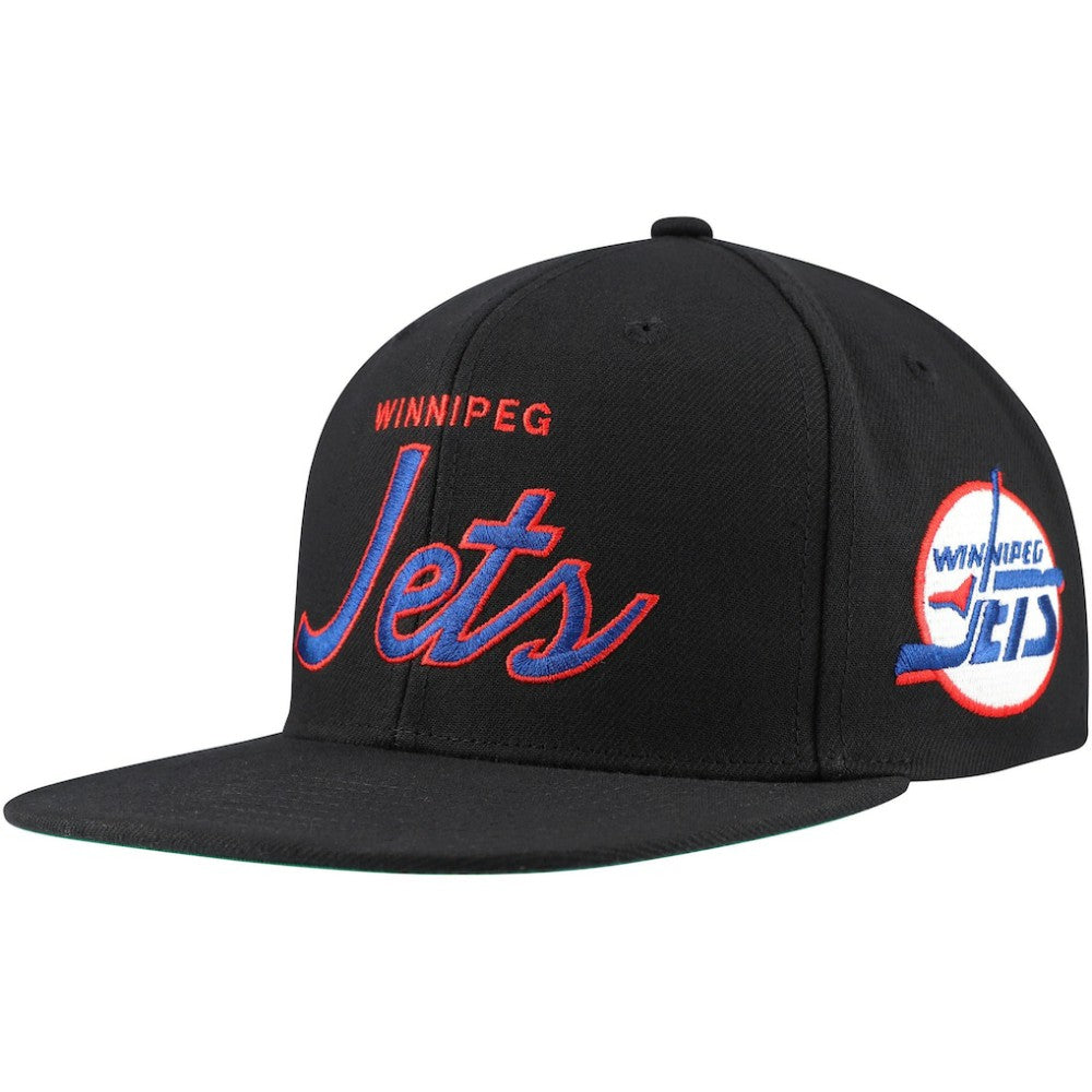 Winnipeg Jets Mitchell & Ness Core Team Script 2.0 Snapback Hat Black