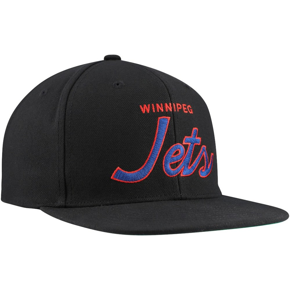 Winnipeg Jets Mitchell & Ness Core Team Script 2.0 Snapback Hat Black