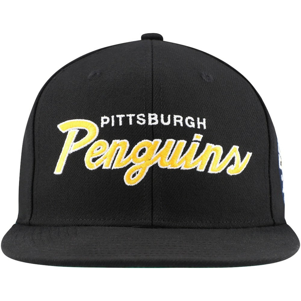 Pittsburgh Penguins Mitchell & Ness Core Team Script 2.0 Snapback Hat Black