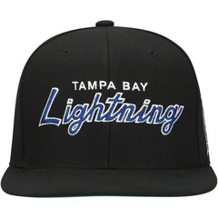 Tampa Bay Lightning Mitchell & Ness Core Team Script 2.0 Snapback Hat Black