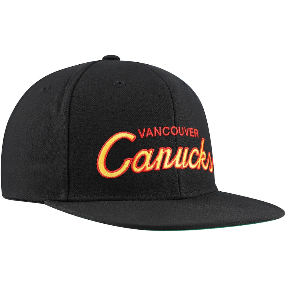 Vancouver Canucks Mitchell & Ness Core Team Script 2.0 Snapback Hat Black