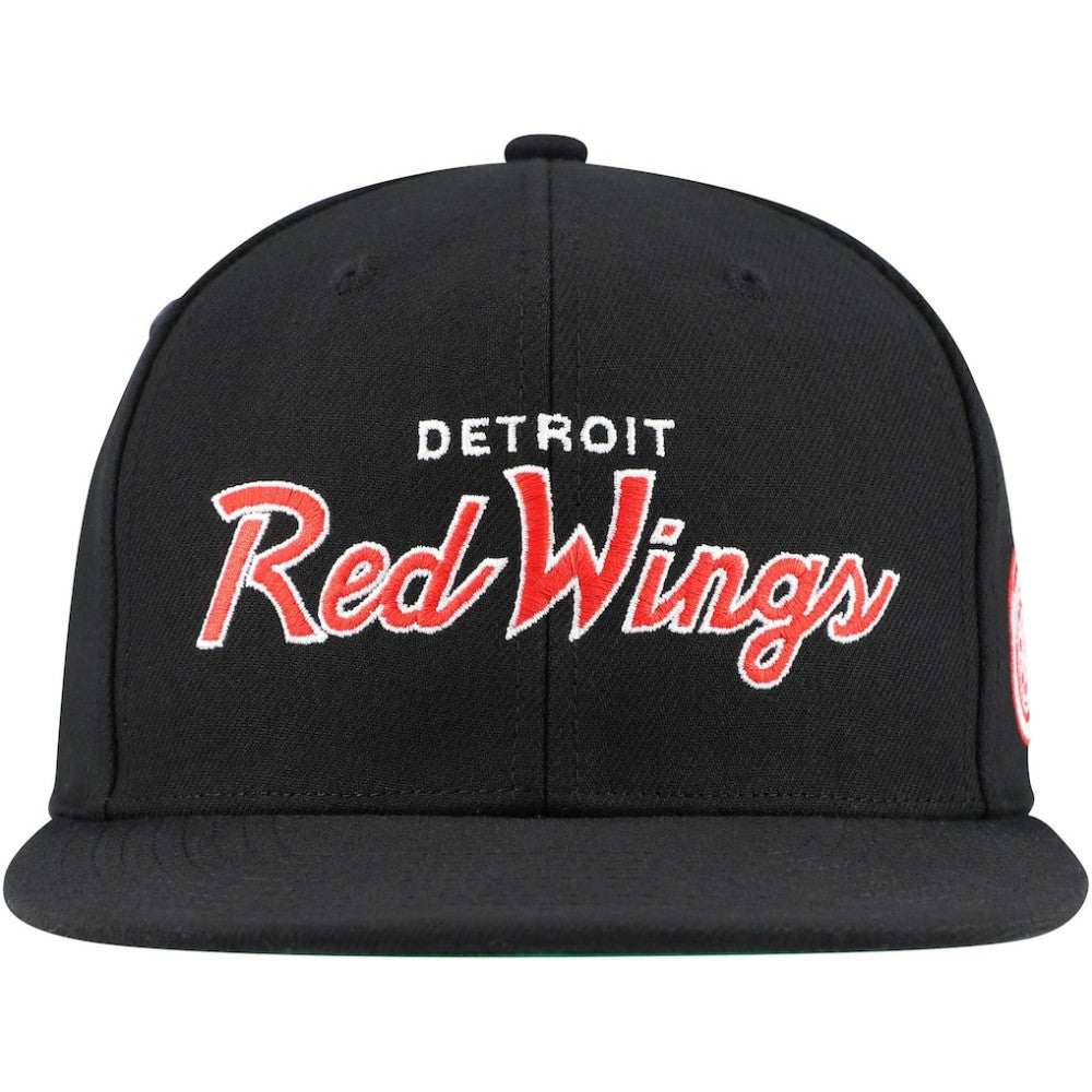 Detroit Red Wings Mitchell & Ness Core Team Script 2.0 Snapback Hat Black
