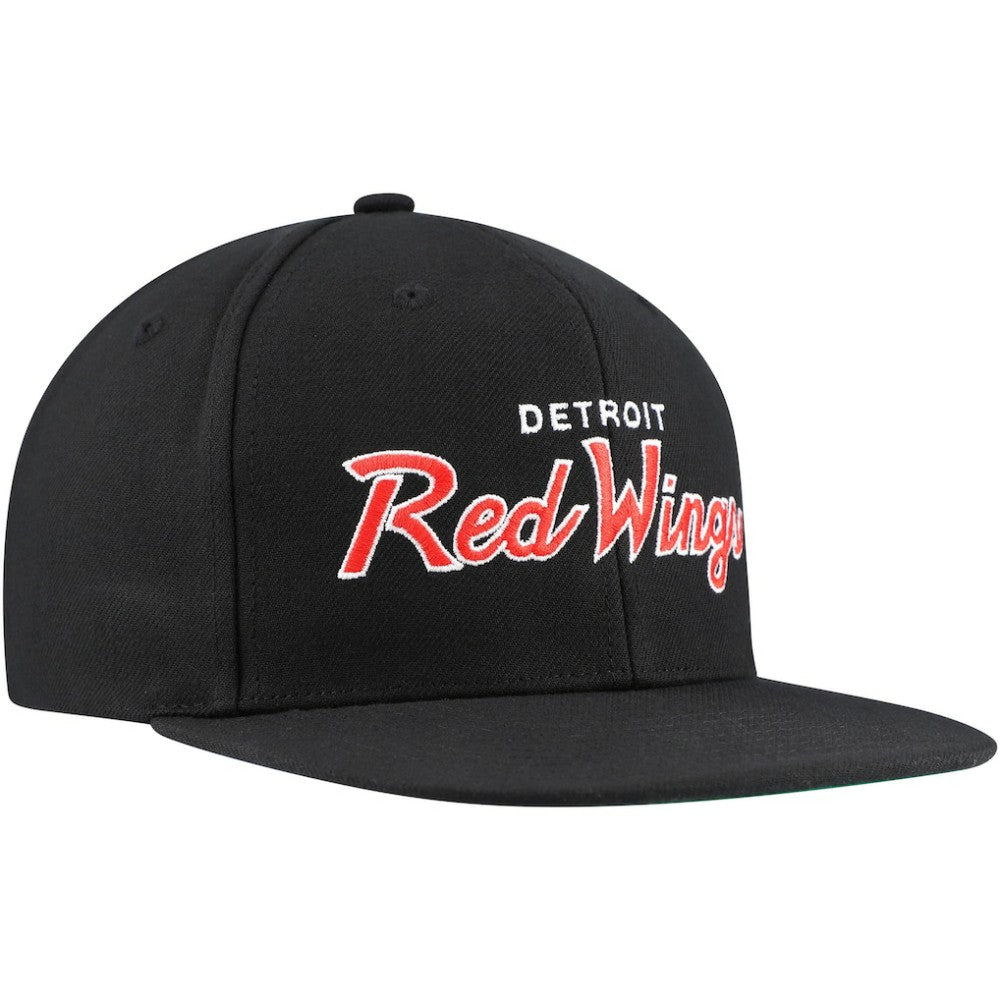 Detroit Red Wings Mitchell & Ness Core Team Script 2.0 Snapback Hat Black