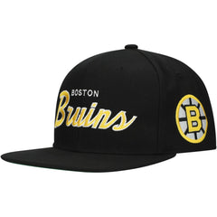 Boston Bruins Mitchell & Ness Core Team Script 2.0 Snapback Hat Black